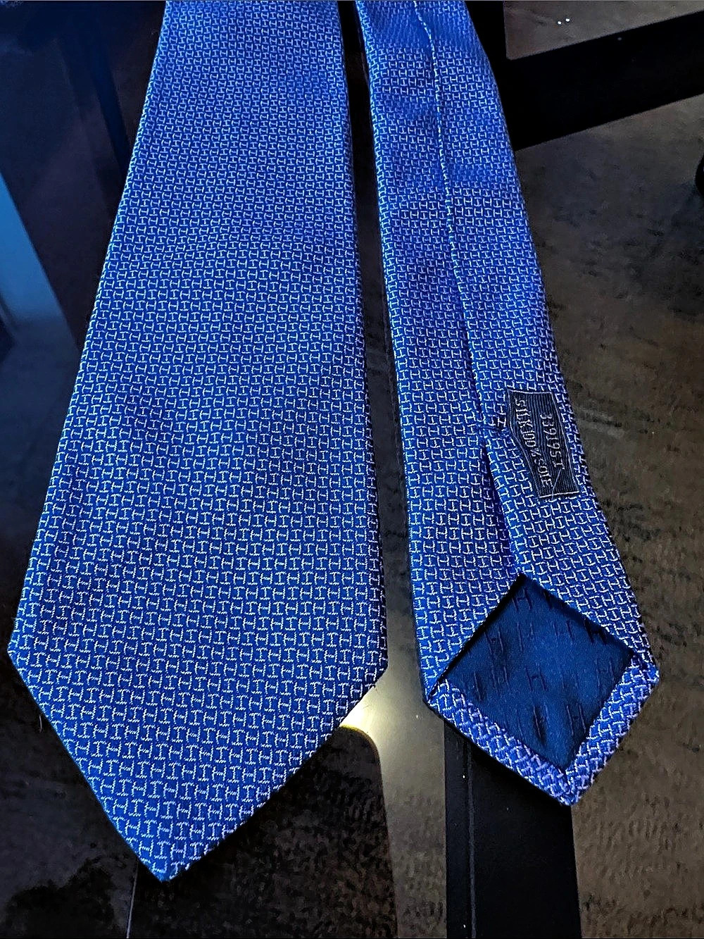 Hermès Blue Rooster Micro-H Silk Tie Blue